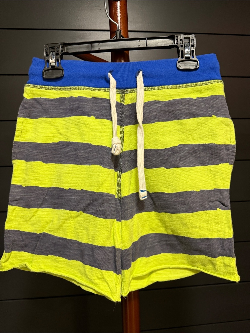 Striped Drawstring Kids Shorts in Yellow & Gray - Picture 1 of 3